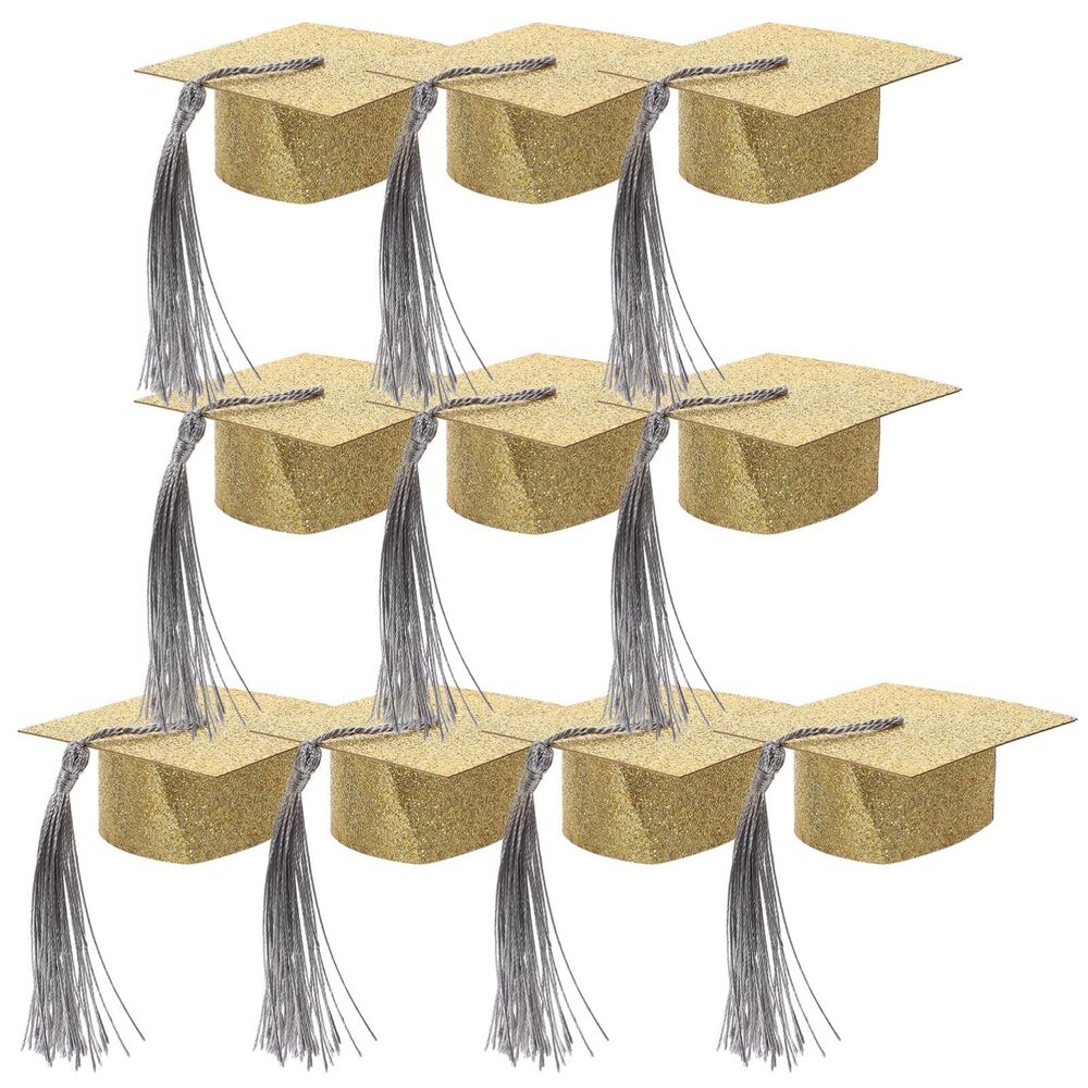 5924 10pcs Mini Graduation Hat Goblet Covers Golden Paper Cup Caps